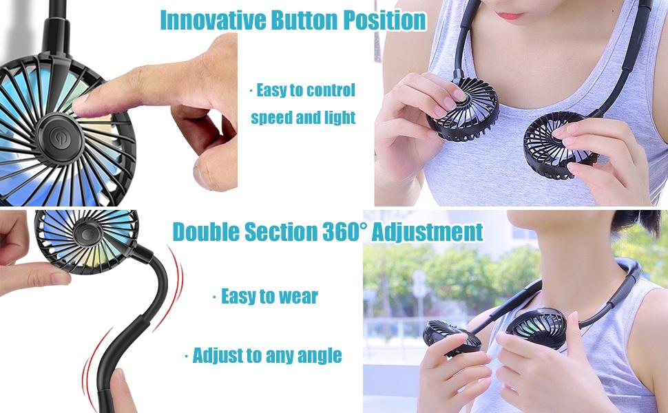 rechargeable portable neck fan