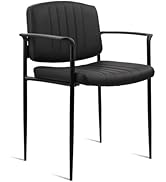 CLATINA Stackable Waiting Room Chair with Armrest, Leather Comfy Reception Guest Chairs, Stationa...