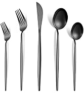VIVANI 20-Piece Black Silverware Set, Ultra-thin Flatware Sets, Kitchen Utensil Set Service for 4...