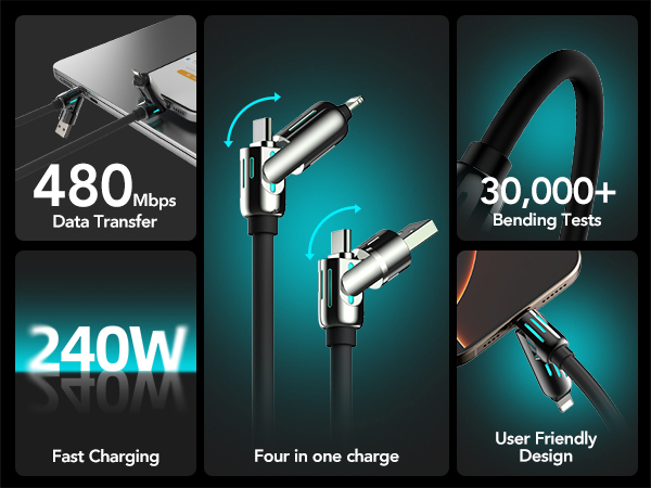 MFish 4-in-1 Universal USB Charging Cable with Carrying Case