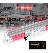 BooYu 45 Inch Red/White Roof Top Firefighter Traffic Advisor Emergency Strobe Lights Bar w/Contro...