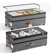 Yecaye Under Bed Storage with Wheels, 8 in-11 in Height Adjustable Under Bed Storage Containers, ...