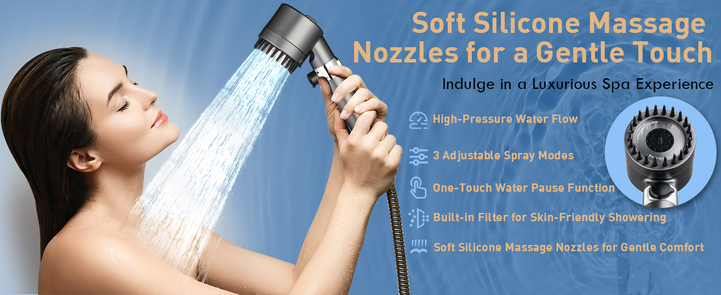 Soft Silicone Massage Nozzles for a Gentle Touch