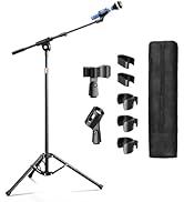 OUKMIC Mic Stand with Boom Arm, Heavy Duty Tripod Microphone Floor Holder Height Adjustable with ...