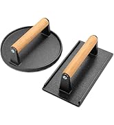 Wildone Burger Press, 7" Round & 8.2"X4.3" Rectangle Heavy-Duty Cast Iron Smash Bacon Press Meat ...