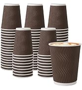 BYSNOW 150 Pack 12 oz Coffee Cups, Insulated Disposable Hot Paper Cups | Corrugated Ripple Wall B...