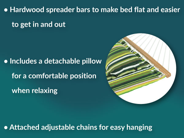 hardwood spreader bars make bed easy to get in and out includes detachable pillow attached chains
