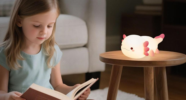 Pink Axolotl night light