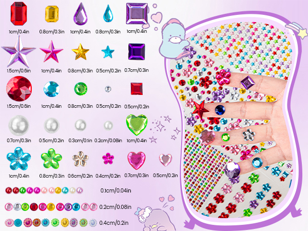 gem stickers size