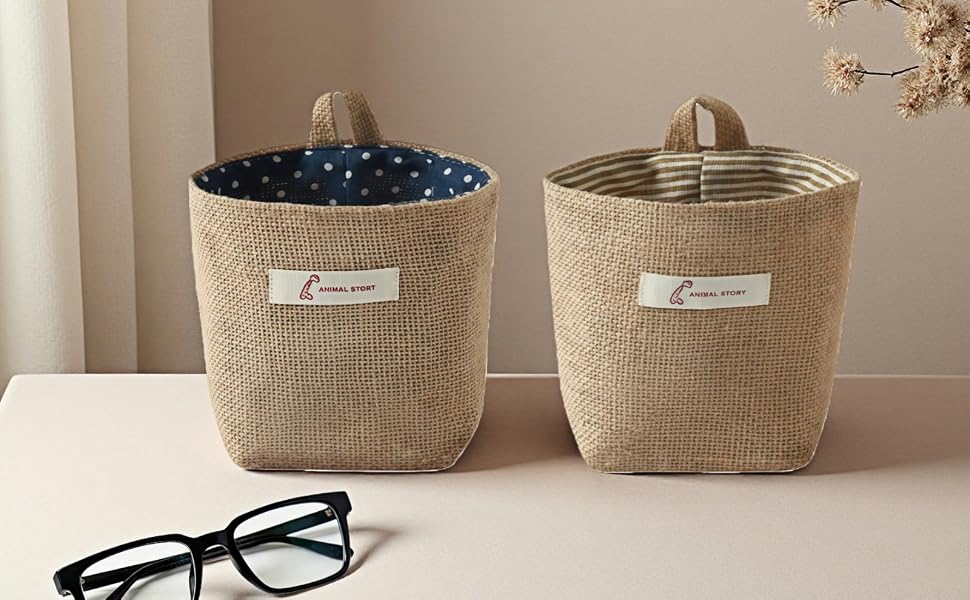Maximize vertical space! Washable jute & cotton organizer hangs on doors/walls, no drilling needed.