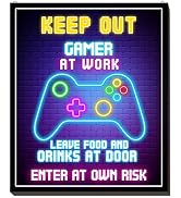 Gaming Room Decor for Boys,Keep Out Signs for Gamer Room Wall Door Decor,12x10 Inch Wooden Gaming...