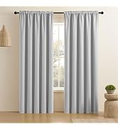 CUCRAF Grayish White Blackout Curtains 84 inch Length 2 Panels Set, Rod Pocket Room Darkening Dra...