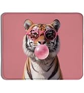 XUNLURY Funny Tiger Animals Mouse Pad, Pink Bubble Gum Tiger Mouse Pads for Wireless Mouse Comput...