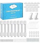 Inaya Baby Proofing Kit - Child Safety Hidden Locks for Cabinets & Drawers, Anti-tip Straps, Door...