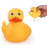 DS. DISTINCTIVE STYLE Large Middle Finger Rubber Duck Yellow Rubber Duck 3.07 Inch Funny Car Orna...
