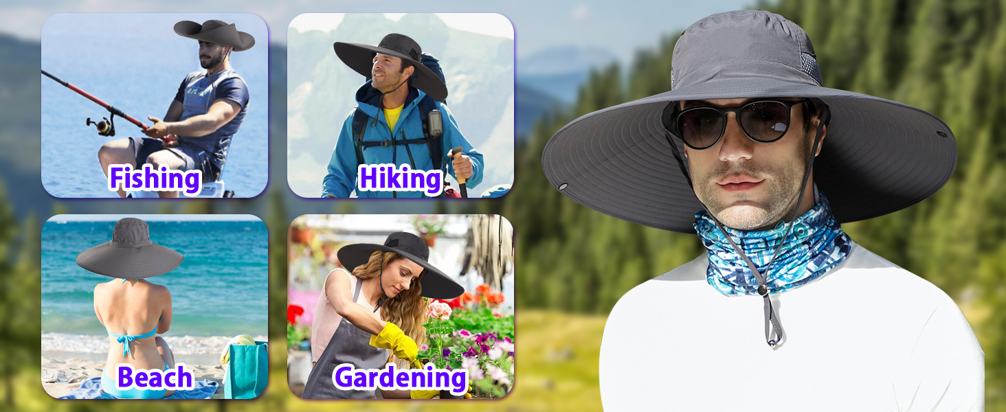 wide brim fishing sun hat for men women