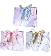 JMANNI Gift Bags, 3PCS Medium Size with Bow Ribbon, Portable Paper Gift Bag, Marble Pattern, for ...