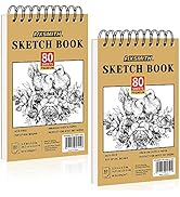 FIXSMITH 5.5"X8.5" Sketch Book | 160 Sheets (68 lb/100gsm) | 2 Pack Sketchbooks | Top Spiral Boun...