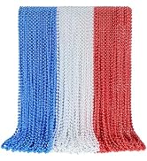 SHAOQINLIN 102 Pcs Patriotic Bead Necklaces, 4th of July Beads Necklaces Bulk 4th of July Accesso...