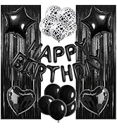 WEIKA 29 Pcs Black Birthday Party Decorations - Happy Birthday Balloons Banner, Heart & Star Foil...