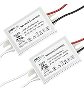 EMITEVER 24Volt LED Power Supply Driver 12W 2-Pack, ETL Listed Waterproof IP67 Low Voltage Transf...