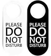 Do Not Disturb Door Hanger Sign 2 Pack (Black & White Double Sided) Please Do Not Disturb on Both...