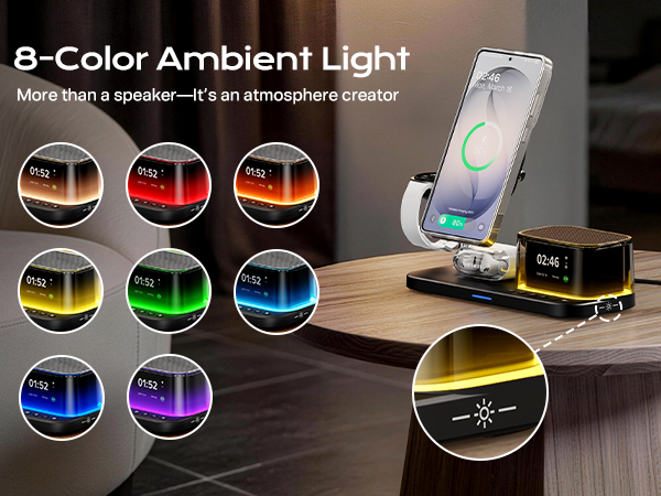 5-in-1 Charging Station with 8 Color Light