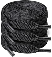 UpUGo 3 Pair Flat Shoe laces, 5/16" Wide Shoelaces for Athletic Running Sneakers Shoes Boot Strings
