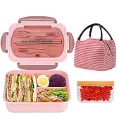 NatraProw Bento Box Adult Lunch Box with Bag, Lunch Containers for Adults, Leakproof Lunch Box fo...