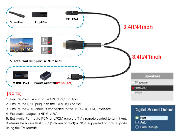 earc to optical cable