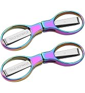 Friker Folding Scissors,Portable Telescopic Cutter Pocket Badge Scissors | 2 Pcs Mini Safe Rainbo...