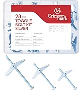 CrimsonMark 28PCS Toggle Bolts for Drywall, Butterfly Kit with Wing Nuts & Screws, Wall Anchors f...