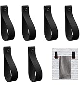 Black Leather Wall Hooks, Leather Curtain Rod Holder, Faux Leather Straps for Wall Hanging Boho P...
