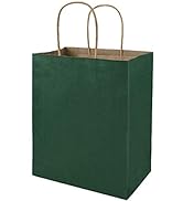 100 Pack 8x4.75x10 inch Medium Green Gift Paper Bags with Handles Bulk, Bagmad Kraft Bags, Craft ...