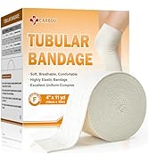 Carbou Elasticated Tubular Support Bandage 4" x 11 yd (Size F), Soft Stockinette Tubing for Legs,...
