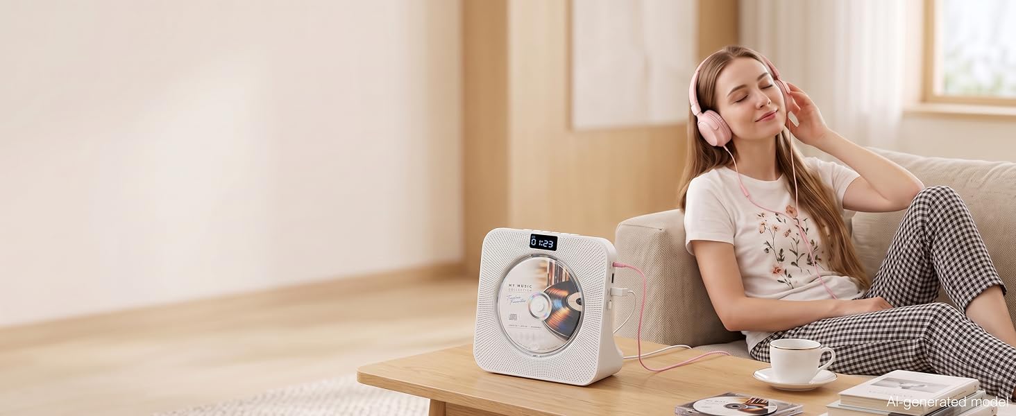 MEGATEK CP28BR Portable CD Player is Connected with Headphones