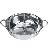 HAOHIZE Stainless Steel Hot Pot with Divider,27/29/31cm Thick Stainless Steel Hot Pot Two Flavor ...