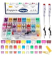 Eoppen 304Pcs Car Fuses Assortment Kit with Fuse Puller and Circuit Tester - Standard & Mini & Lo...