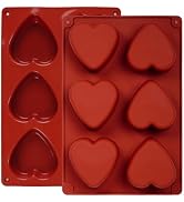 Haakong 6 Cavities Heart Silicone Mold Set of 2 Heart Molds Baking Supplies for Valentines Day We...