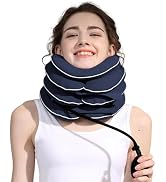 Neck Stretcher Cervical Traction Device, Adjustable Inflatable Neck Brace with Breathable Washabl...