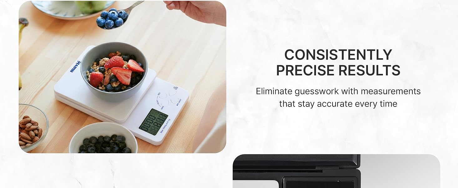 mavie kitchen scale measurement cooking weigh portable coffee precision tare ounce gram glass bake
