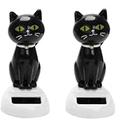 2Pcs Black Solar CatDoll Dancing Cat,Figure Car Ornament,Dancing Ornaments Solar Powered Car Deco...