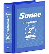 SUNEE 3 Ring Binder 2 Inch 1 Pack, Clear View Binder Three Ring PVC-Free (Fit 8.5x11 Inches) for ...