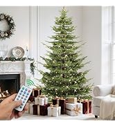 YITAHOME 6.5ft Prelit Green Aspen Fir Christmas Tree with Remote | Artificial Hinged Prelit Xmas ...