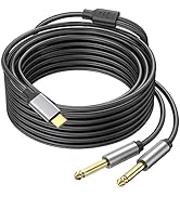 Ubramac 10Feet USB C to Dual 6.35mm 1/4 inch Stereo Splitter Y Cable, USB Type C to Dual 6.35mm 1...