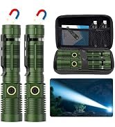 Small Tactical Flashlights High Lumens - 1500 Meters Long Beam Super Bright LED Magnetic Flashlig...