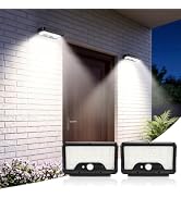 HLCZLUZ 2 Pack Motion Sensor Solar Lights Outdoor Lights with Remote | 1500mAh, 92 LEDs 600LM, 3 ...