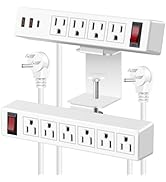 Desk Clamp Power Strip with PD20W USB-C, 2 in 1 Dual Layer Under Desk Power Strip, Removable Clam...