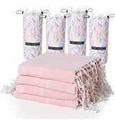 BAY LAUREL 4-Pack Oversized Turkish Beach Towels – Quick Dry, Sand Free Towels with Travel Bags, ...