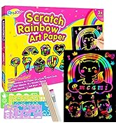 RMJOY Rainbow Scratch Paper Art for Kids: 60PCS Magic Arts Crafts Gifts Toys for Girls Boys Ages ...